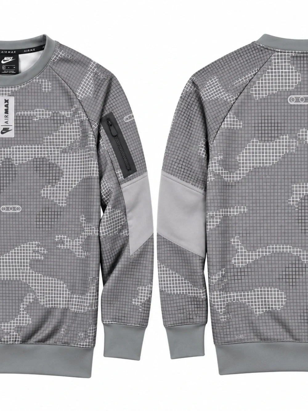 Jordan Men’s Gray Pixel Camo Crewneck Sweater